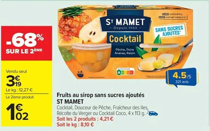 Fruits au sirop sans sucres ajoutés ST MAMET