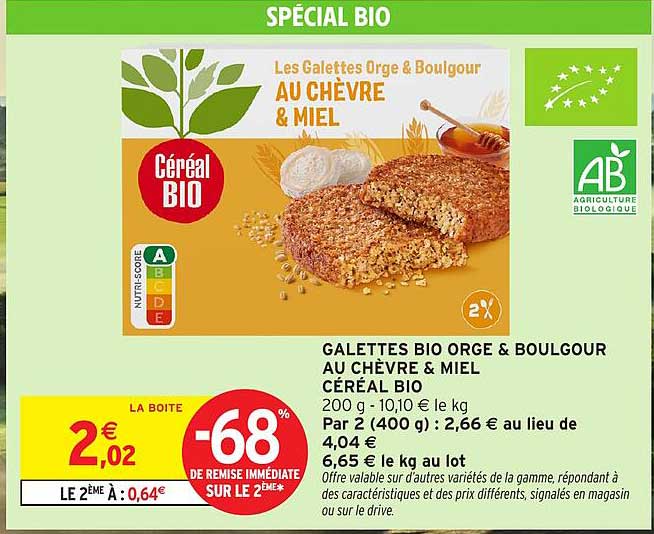 GALETTES BIO ORGE & BOULGOUR AU CHÈVRE & MIEL