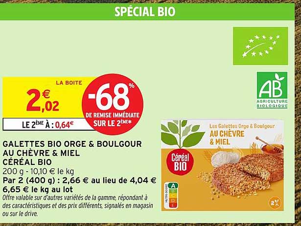 GALETTES BIO ORGE & BOULGOUR AU CHÈVRE & MIEL