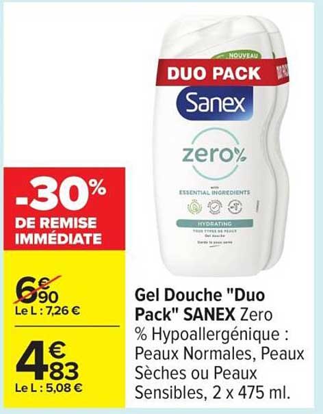 Gel Douche "Duo Pack" SANEX Zero