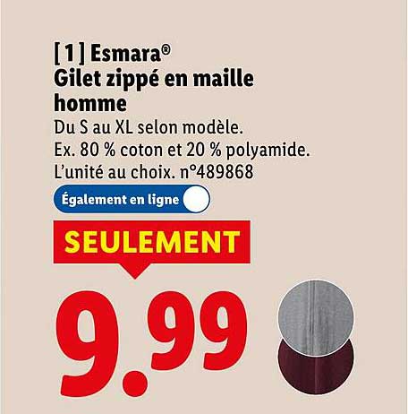 Gilet zippé en maille homme
