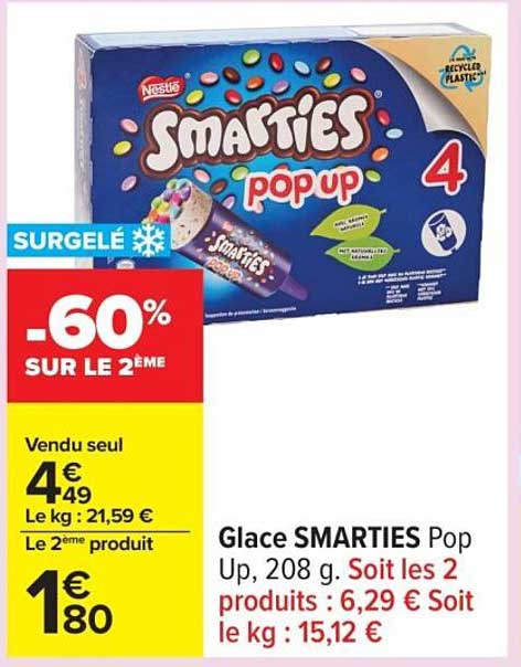 Glace SMARTIES Pop Up, 208 g