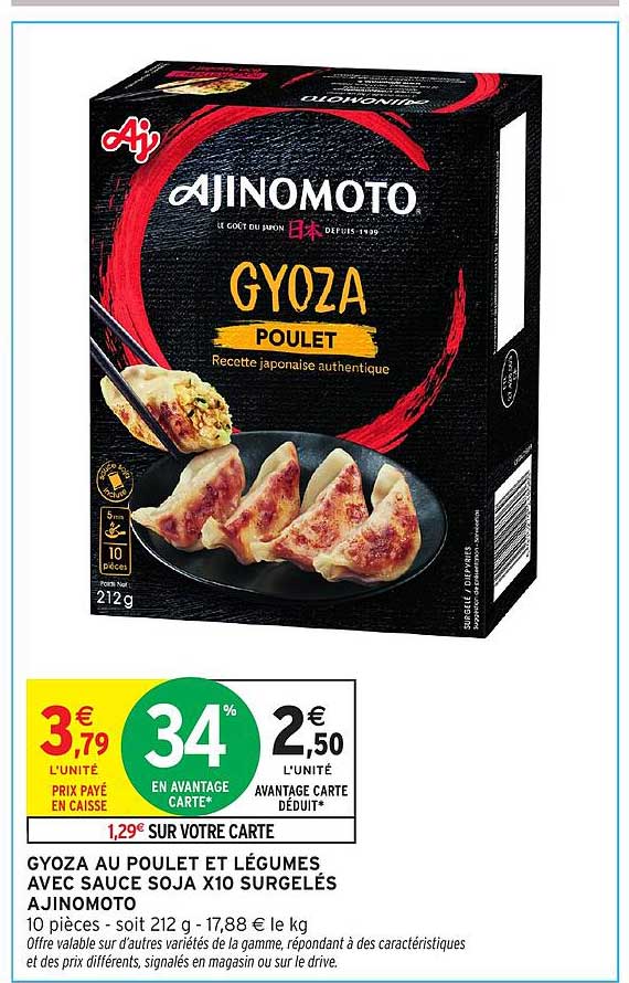 Gyoza au poulet et légumes avec sauce soja x10 surgelés Ajinomoto