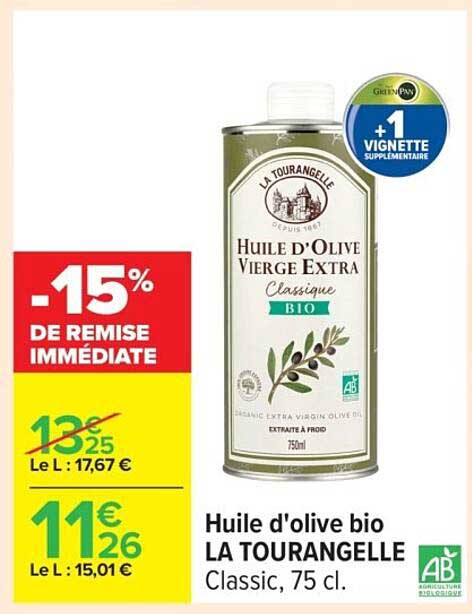 Huile d'olive bio LA TOURANGELLE Classic, 75 cl