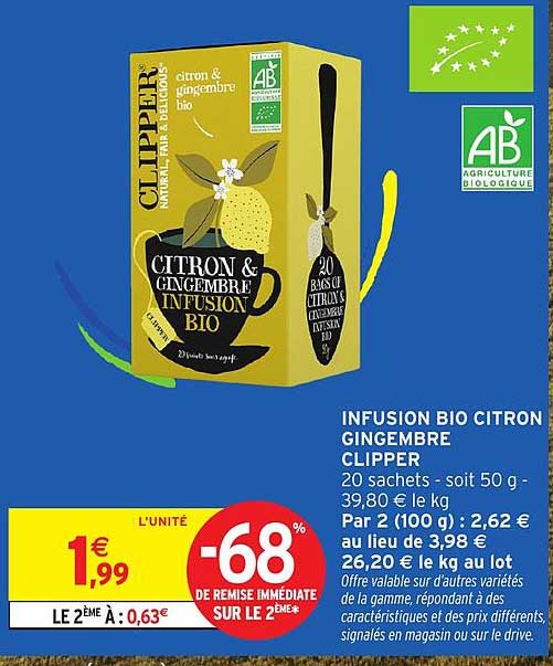 INFUSION BIO CITRON GINGEMBRE CLIPPER