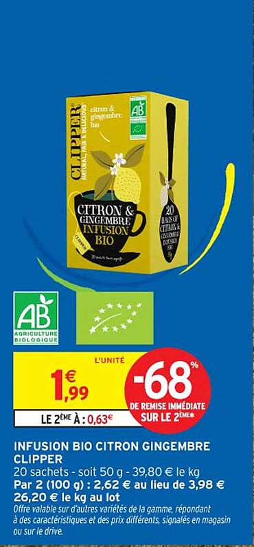 INFUSION BIO CITRON GINGEMBRE CLIPPER