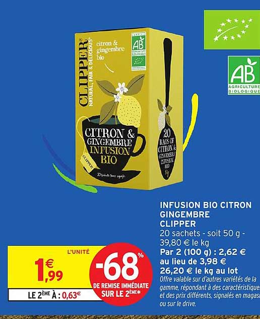 INFUSION BIO CITRON GINGEMBRE CLIPPER