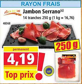 Jambon Serrano(c) 14 tranches 250 g