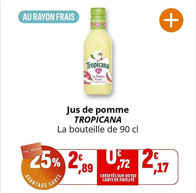Jus de pomme TROPICANA La bouteille de 90 cl