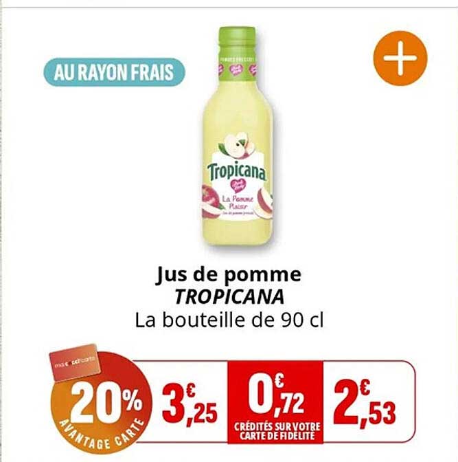 Jus de pomme TROPICANA La bouteille de 90 cl