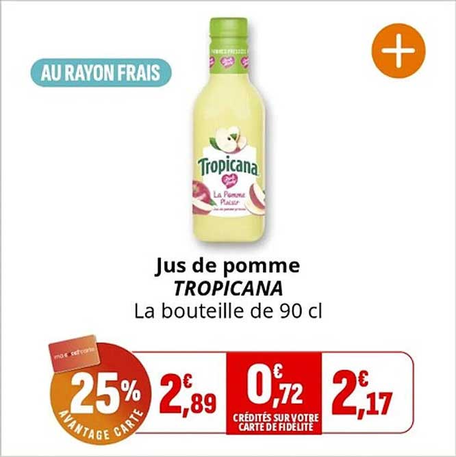 Jus de pomme TROPICANA La bouteille de 90 cl