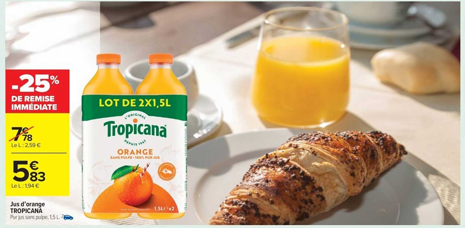 Jus d'orange TROPICANA Lot de 2x1,5L