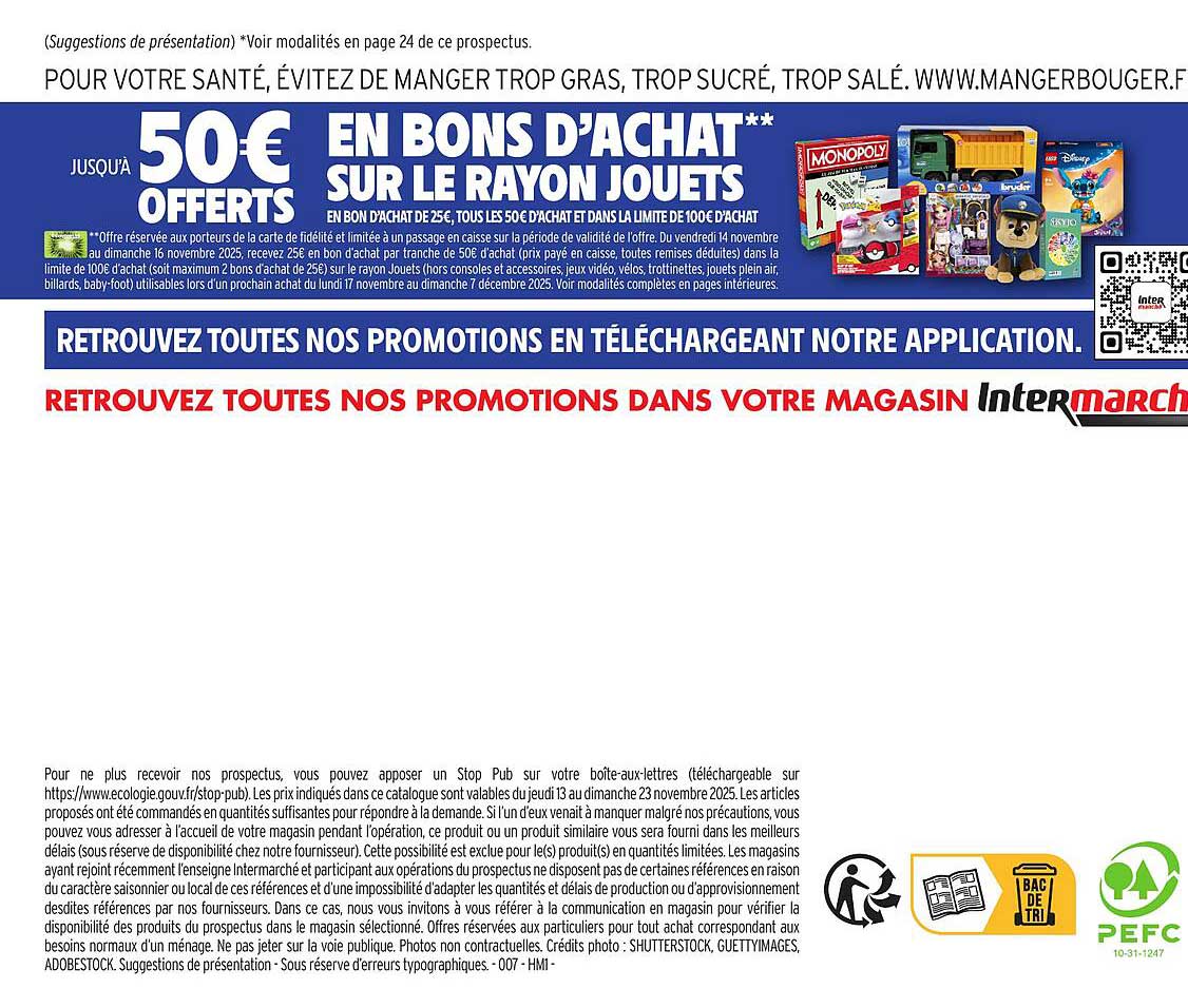 jusqu’à 50€ offerts en bons d’achat sur le rayon jouets