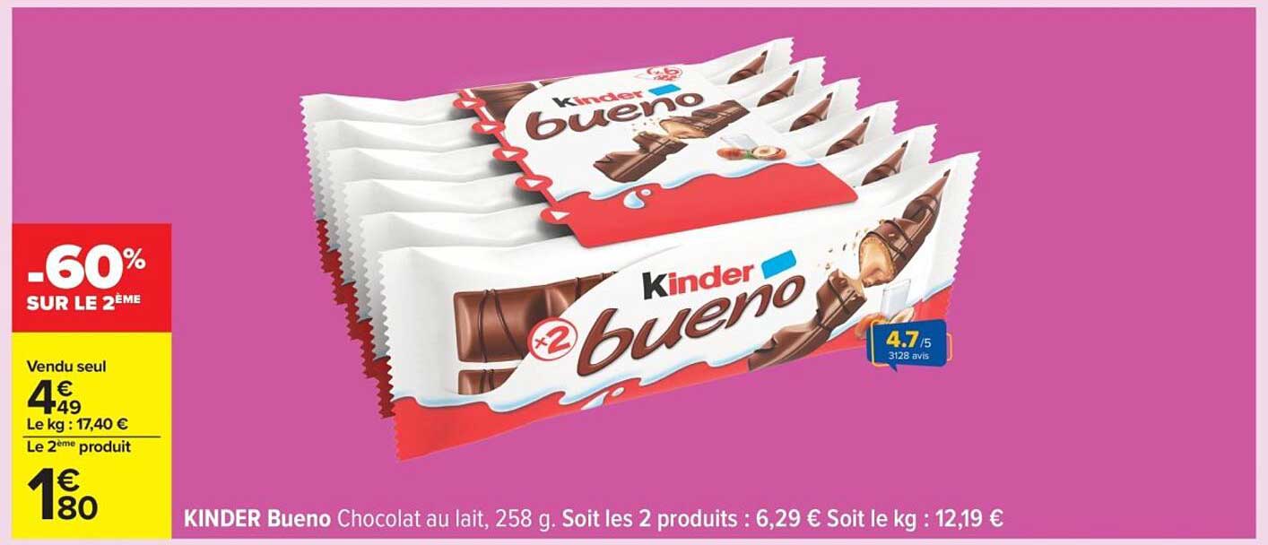 KINDER Bueno Chocolat au lait, 258 g