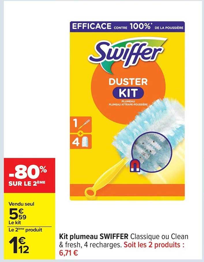 Kit plumeau SWIFFER Classique ou Clean & fresh, 4 recharges