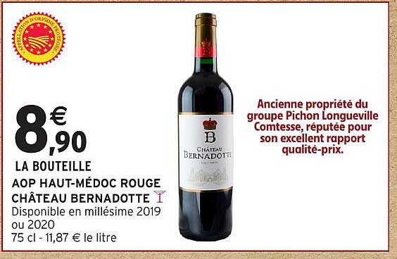 LA BOUTEILLE AOP HAUT-MÉDOC ROUGE CHÂTEAU BERNADOTTE