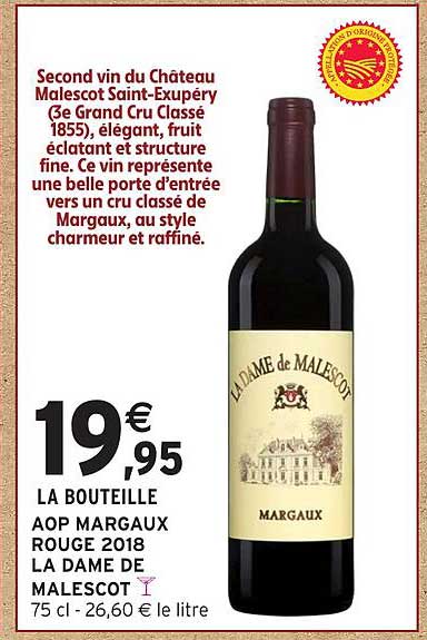 LA DAME DE MALESCOT AOP MARGAUX ROUGE 2018