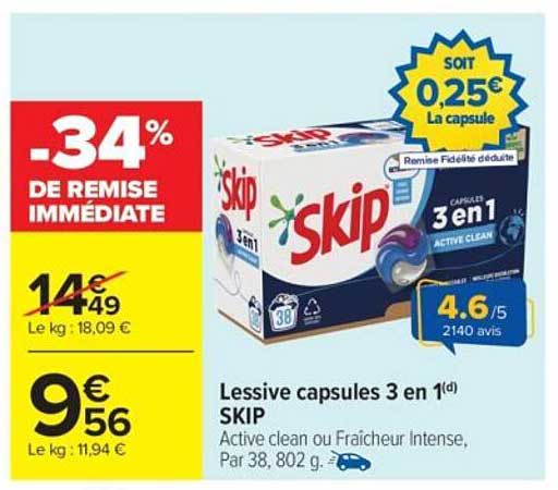 Lessive capsules 3 en 1(d) SKIP