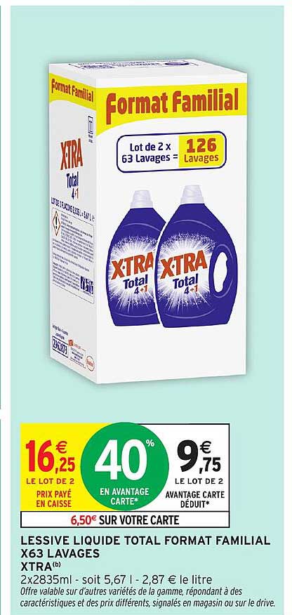 Lessive liquide total format familial X63 lavages