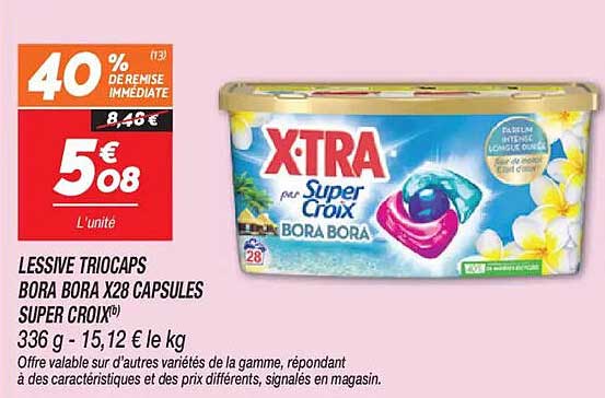 LESSIVE TRIOCAPS BORA BORA X28 CAPSULES SUPER CROIX