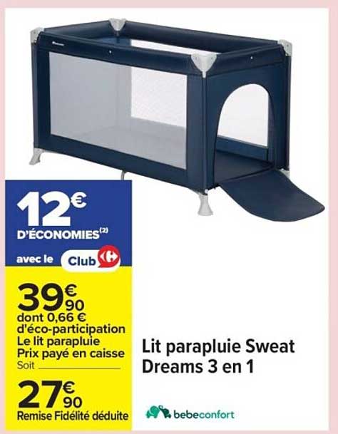 Lit parapluie Sweat Dreams 3 en 1