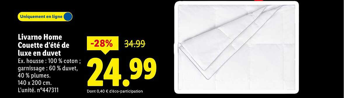 Livarno Home Couette d'été de luxe en duvet