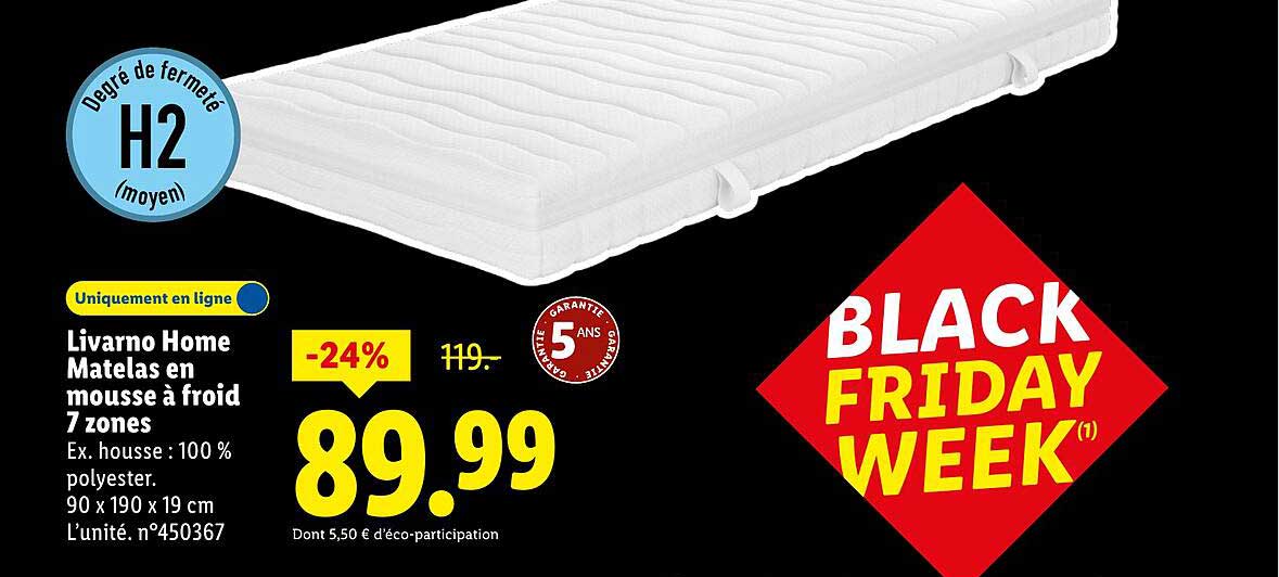 Livarno Home Matelas en mousse à froid 7 zones