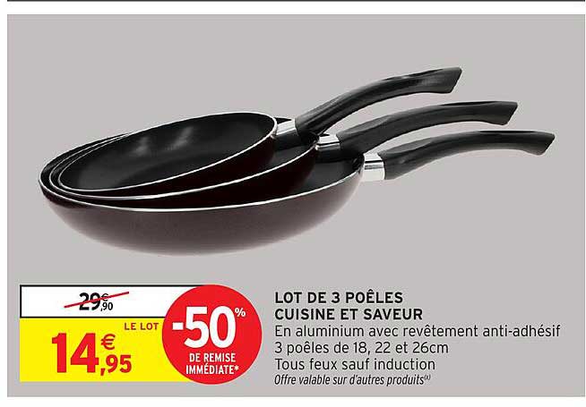 LOT DE 3 POÊLES CUISINE ET SAVEUR