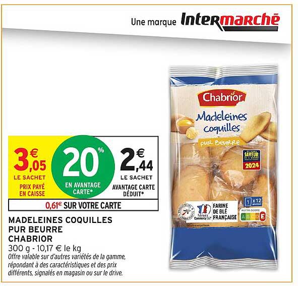 MADELEINES COQUILLES PUR BEURRE CHABRIOR