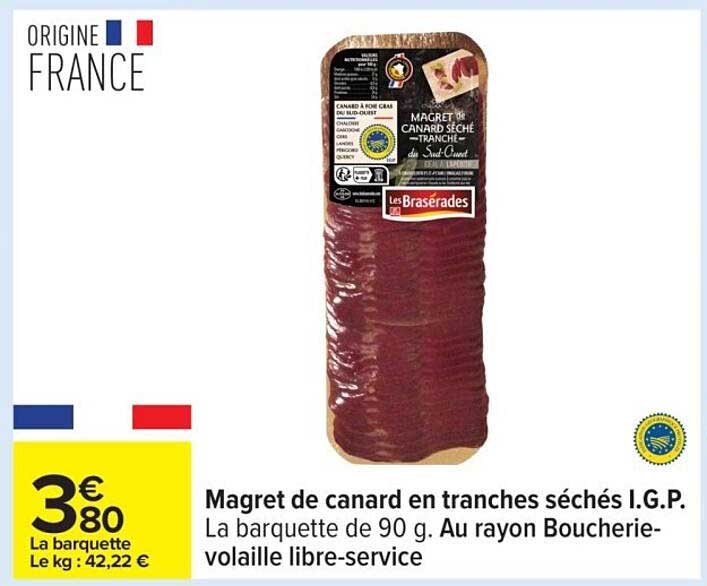 Magret de canard en tranches séchés I.G.P.