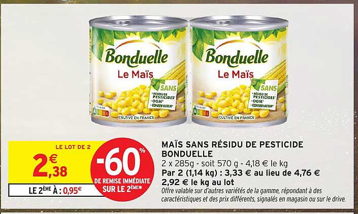 MAÏS SANS RÉSIDU DE PESTICIDE BONDUELLE