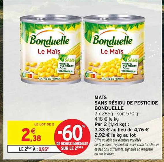 MAÏS SANS RÉSIDU DE PESTICIDE BONDUELLE