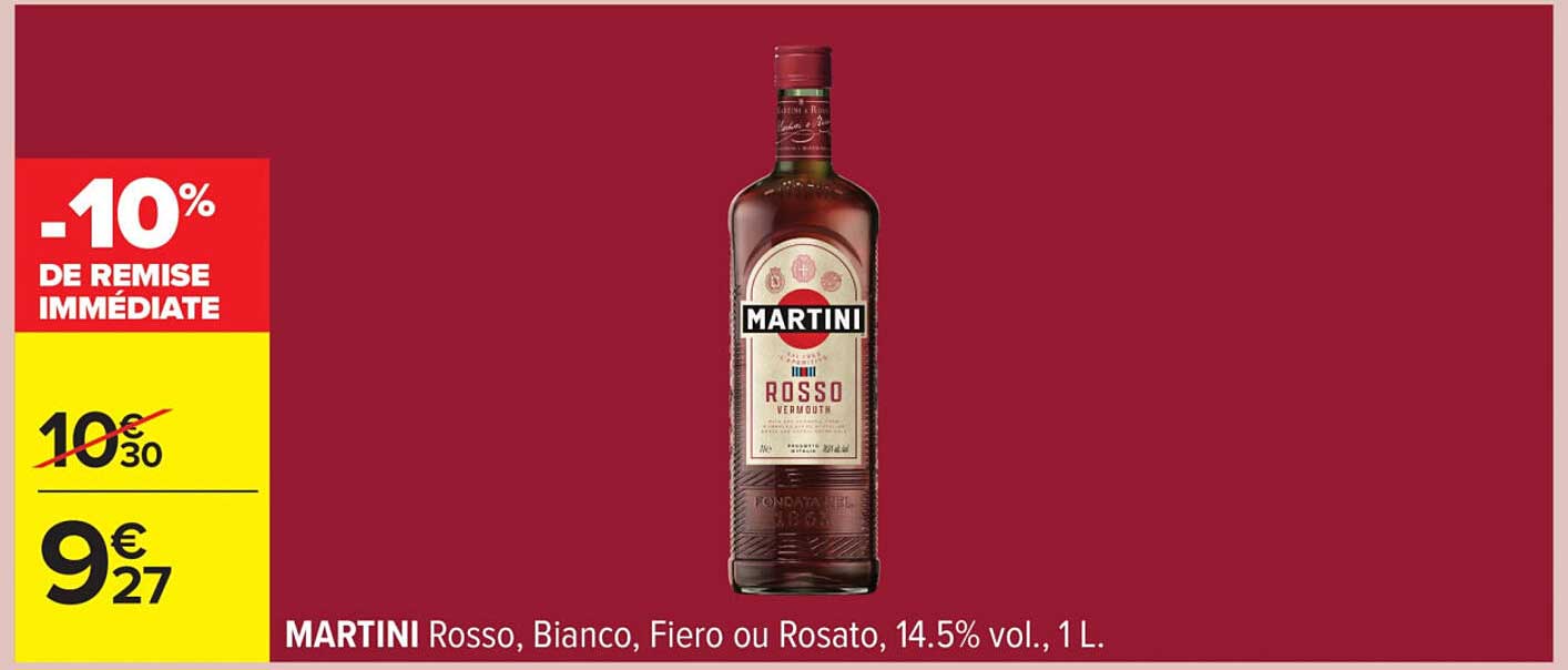 MARTINI Rosso, Bianco, Fiero ou Rosato, 14.5% vol., 1 L.