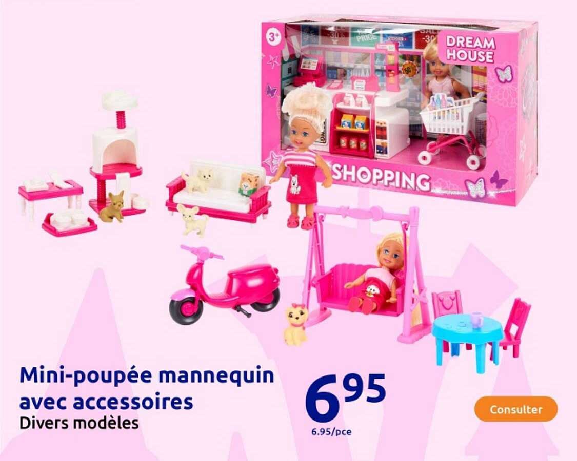 Mini-poupée mannequin avec accessoires