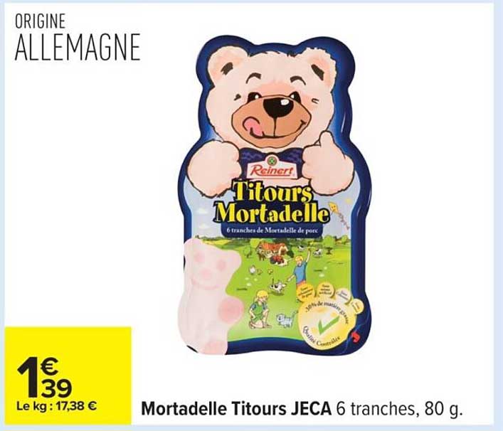 Mortadelle Titours JECA 6 tranches, 80 g.