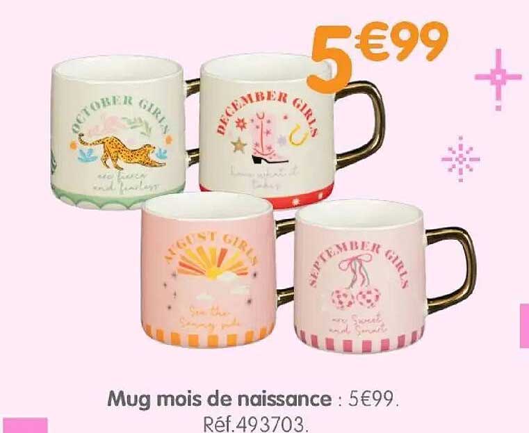 Mug mois de naissance : 5€99