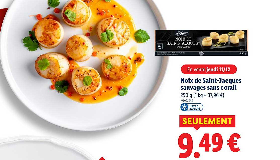 Noix de Saint-Jacques sauvages sans corail