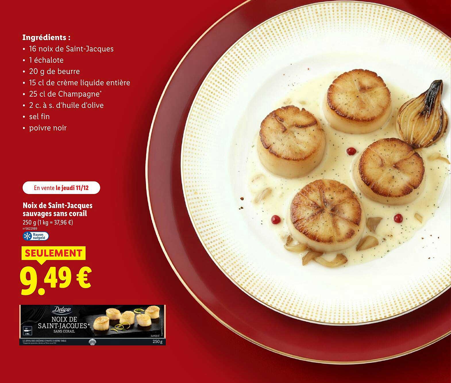 Noix de Saint-Jacques sauvages sans corail