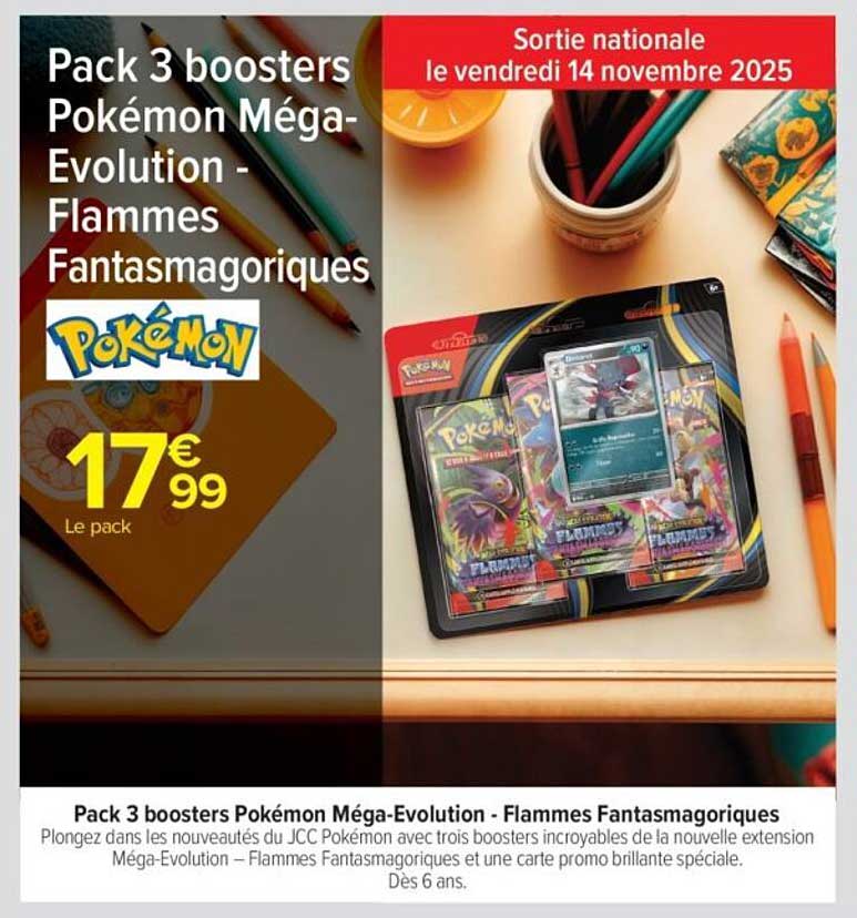 Pack 3 boosters Pokémon Méga-Évolution - Flammes Fantasmagoriques