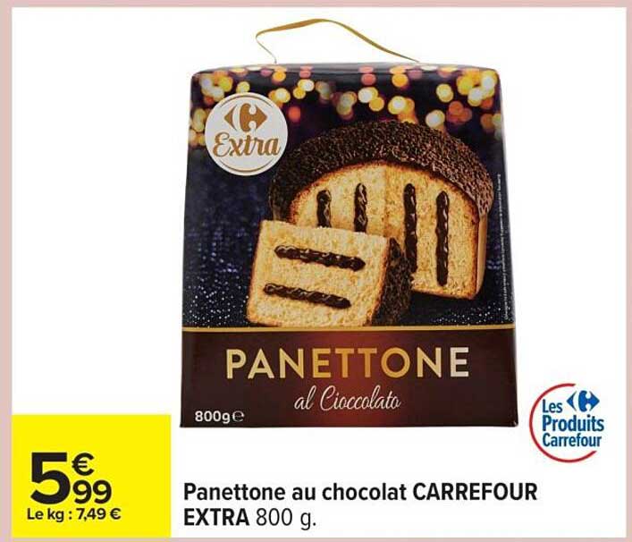 Panettone au chocolat CARREFOUR EXTRA 800 g.
