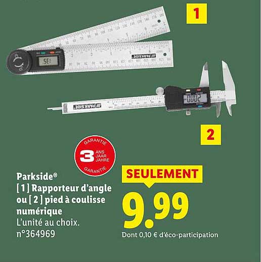 Parkside® [1] Rapporteur d’angle ou [2] pied à coulisse numérique