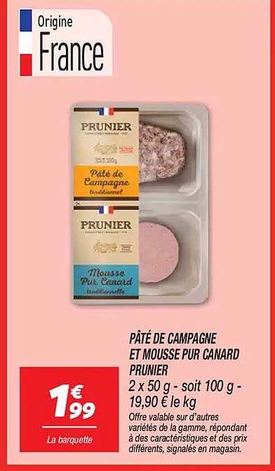 Pâté de campagne et mousse pur canard Prunier