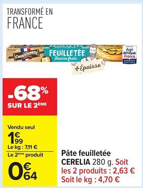 Pâte feuilletée CERELIA 280 g