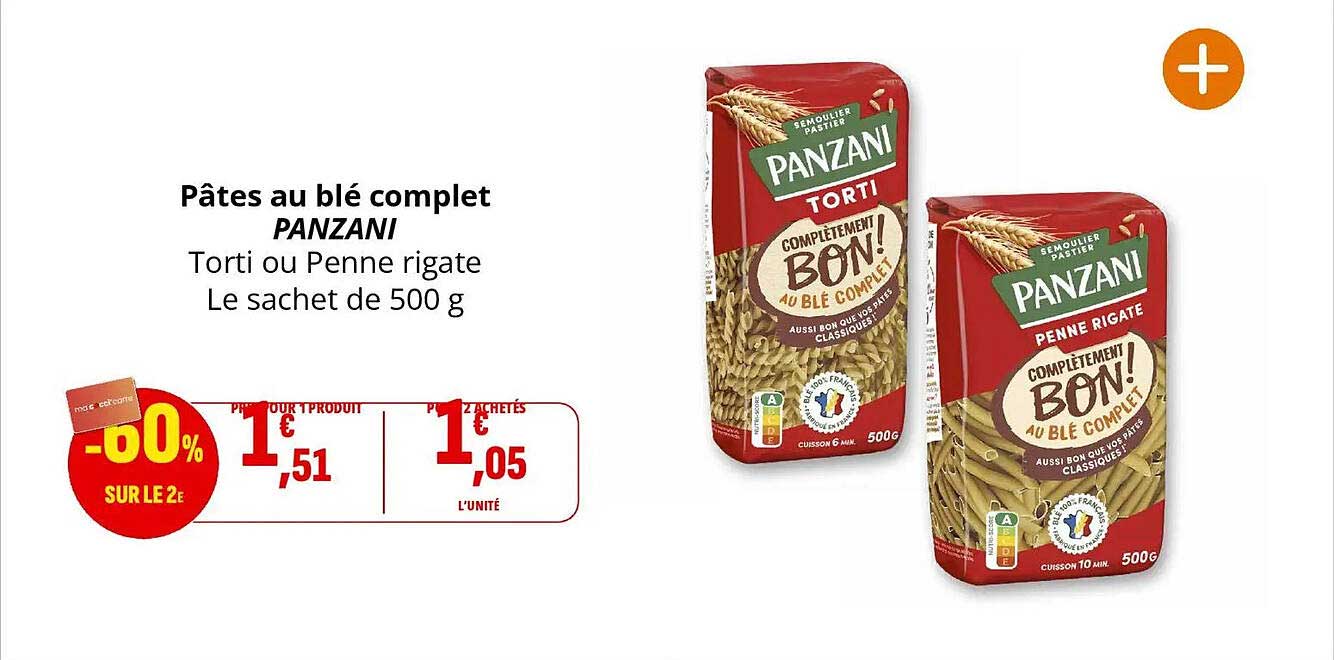 Pâtes au blé complet PANZANI