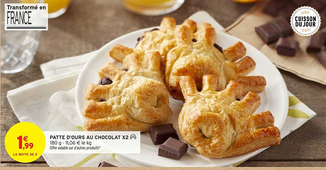 PATTE D'OURS AU CHOCOLAT X2