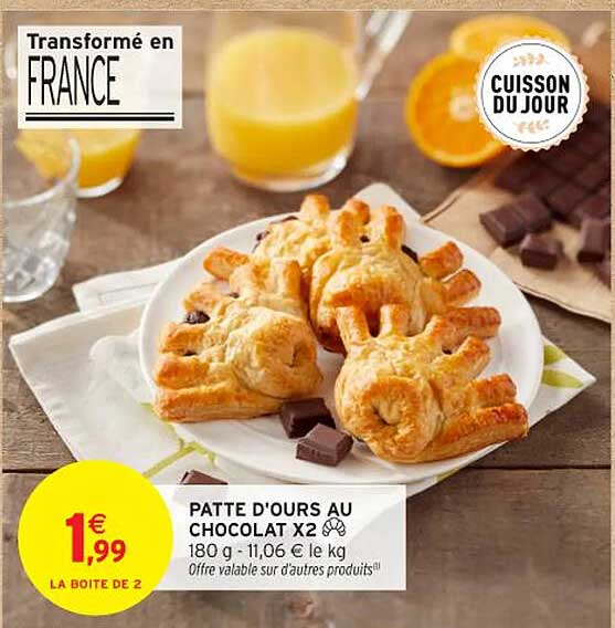 PATTE D'OURS AU CHOCOLAT X2