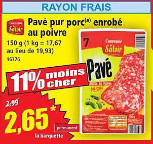 Pavé pur porc enrobé au poivre