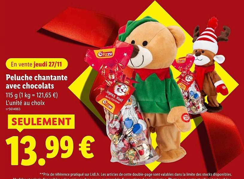 Peluche chantante avec chocolats