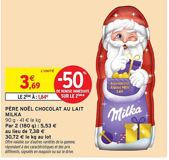 PÈRE NOËL CHOCOLAT AU LAIT MILKA