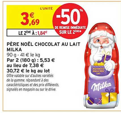 PÈRE NOËL CHOCOLAT AU LAIT MILKA